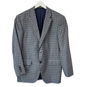 Jack Victor 42S Zuma Super 120's Wool Sports Jacket Size Wool Gray Blue Check